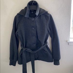 Gray girls coat with removable hoodie